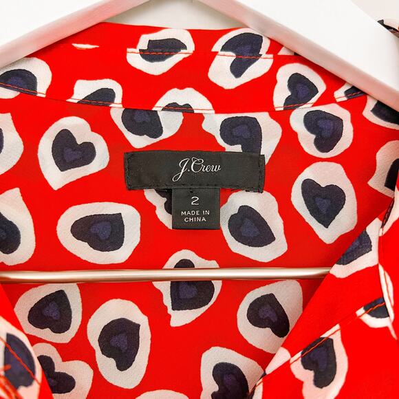 J. Crew Classic Fit Heart Print Silk Boy Shirt size 2 - Picture 4 of 6